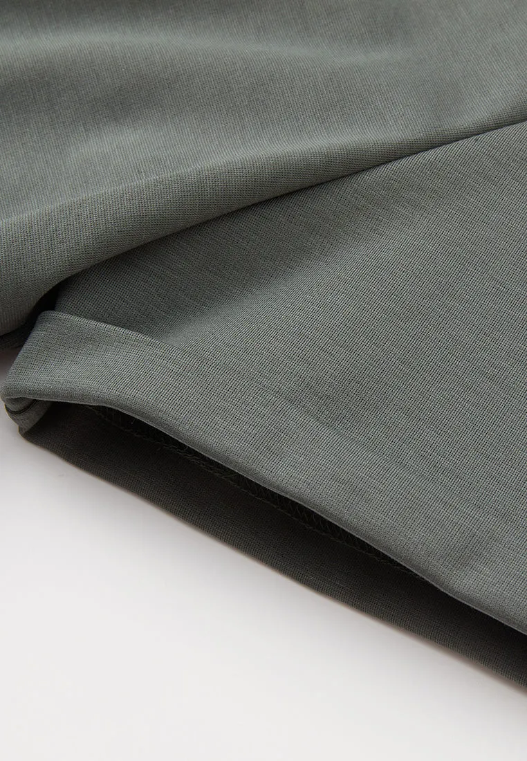 Patchwork Asymmetric-hem Dress Jump Core Stretch Fabric
