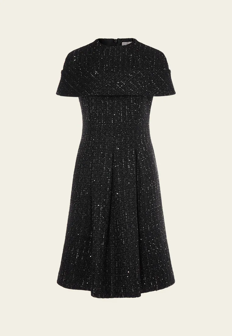 Cape-detail Sequin-detail A-line Dress NonSlipTrim