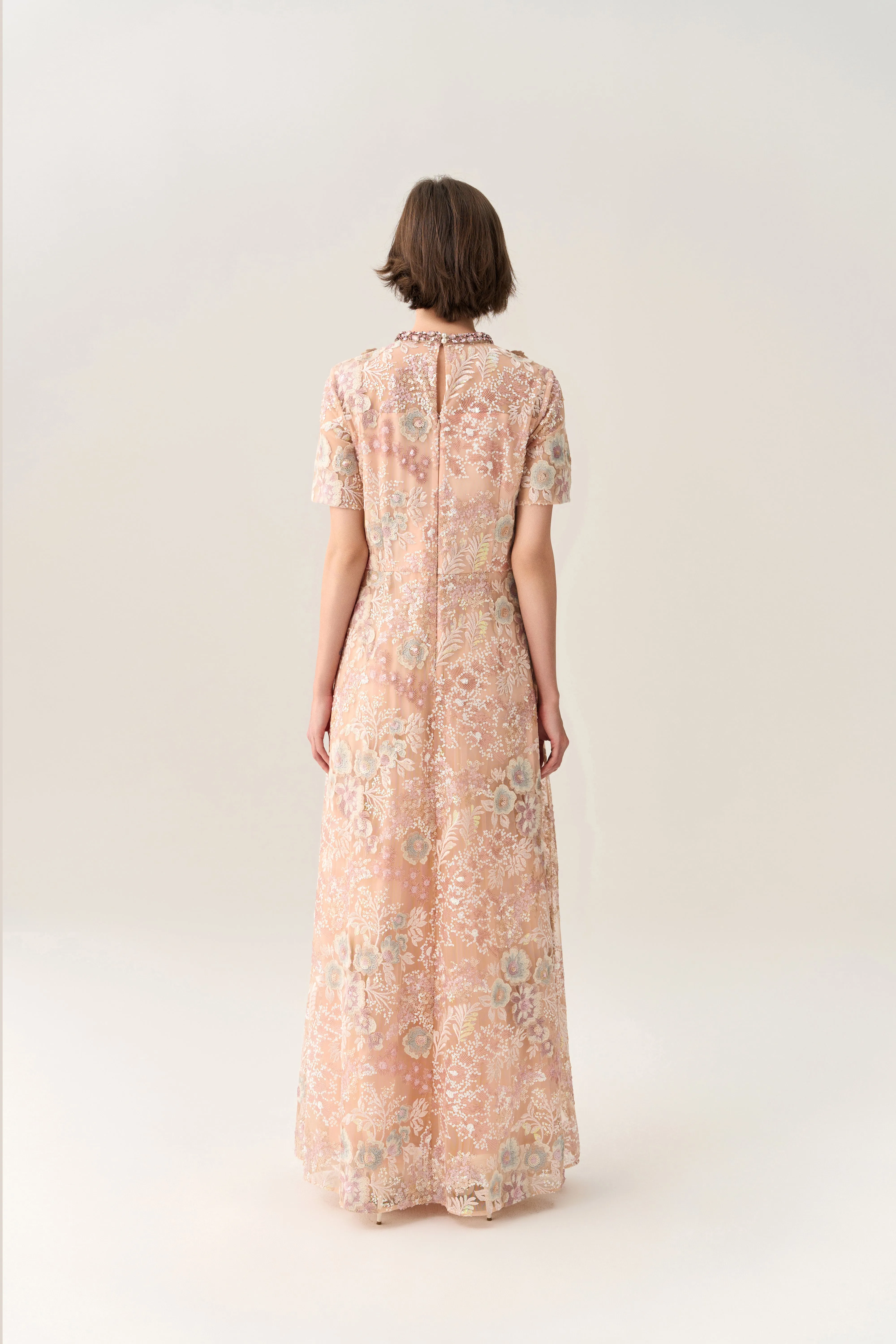 Antistatic Velvet Soul Fantasy Coral Embroidered Mesh Dress