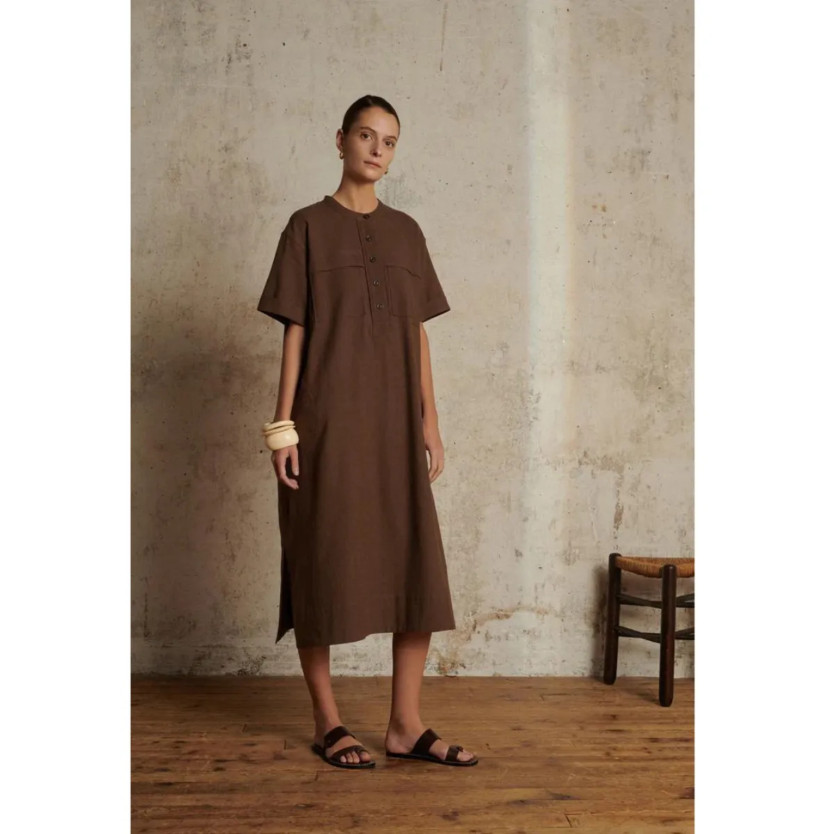Marron Ulanni Dress Rain Proof