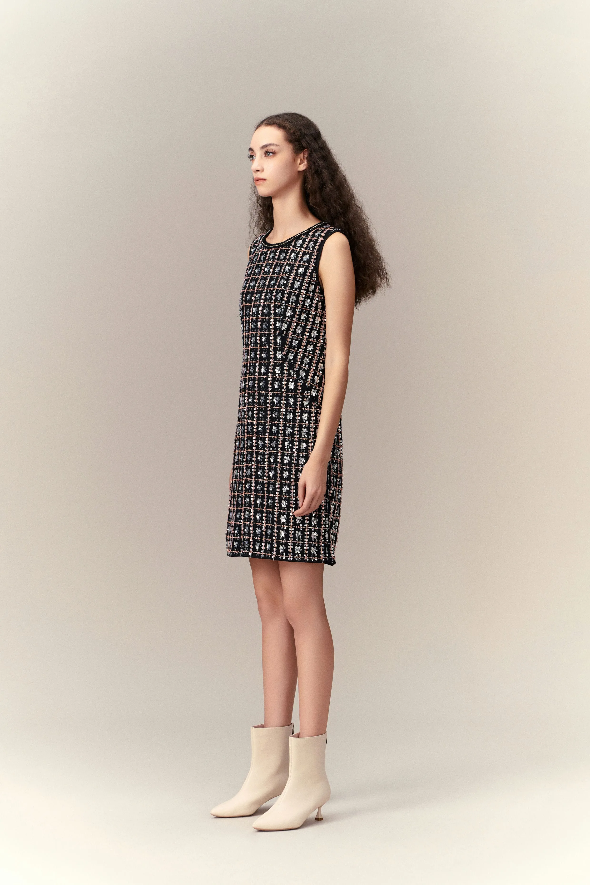 Sequin & Bead Sleeveless Dress CompactPackability