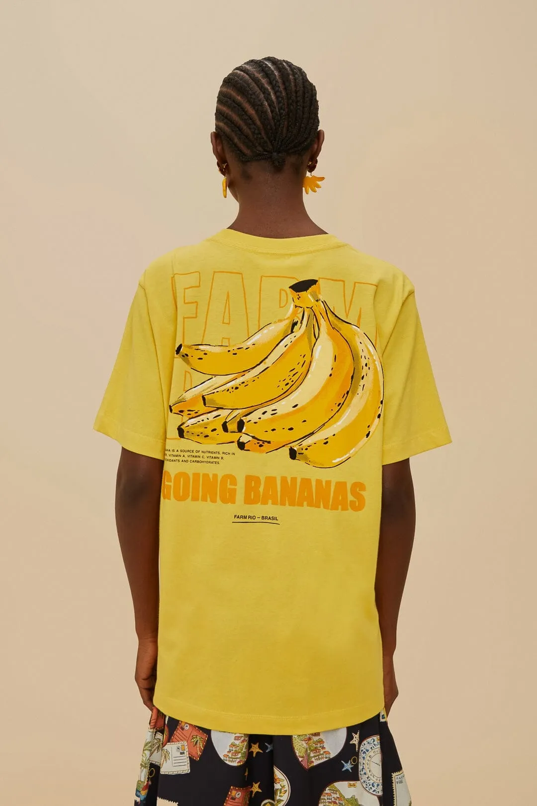Flash Core elastic waistband Pink Tropical Bananas Organic Cotton Relaxed T-Shirt