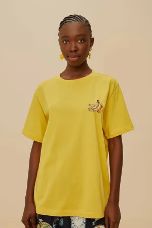 Pink Tropical Bananas Organic Cotton Relaxed T-Shirt SoftLining OdorControlTech