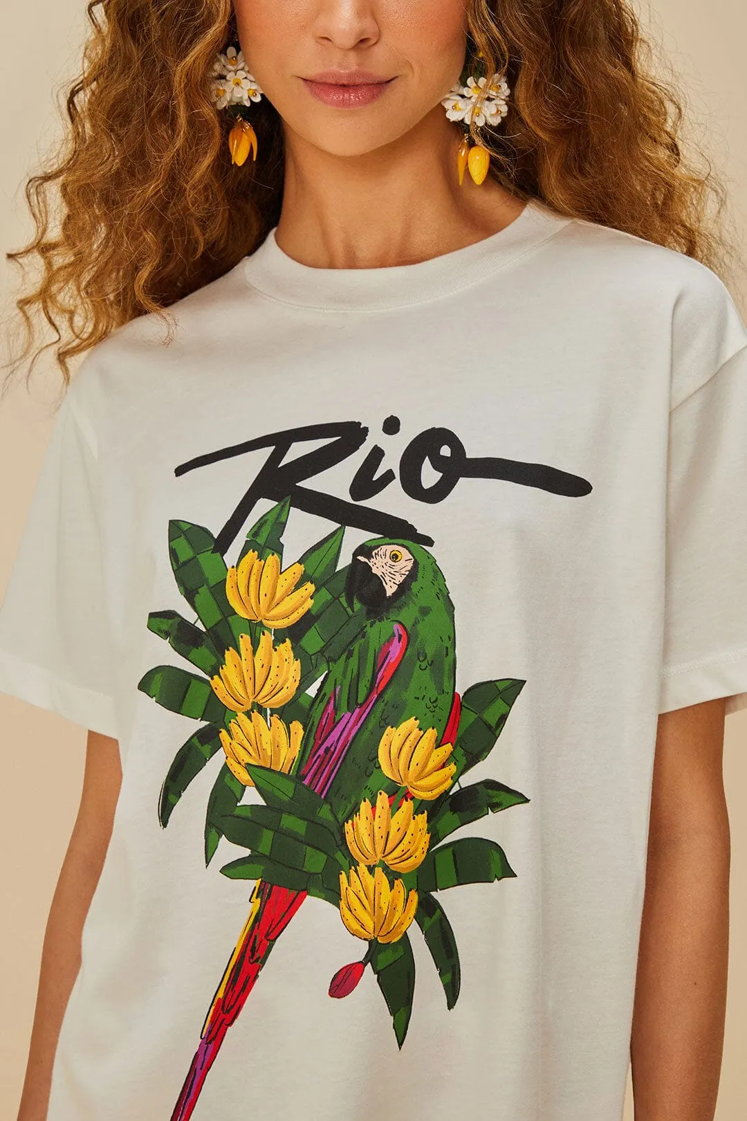 Off-White Rio Macaw Organic Cotton T-Shirt NonBindingEdges