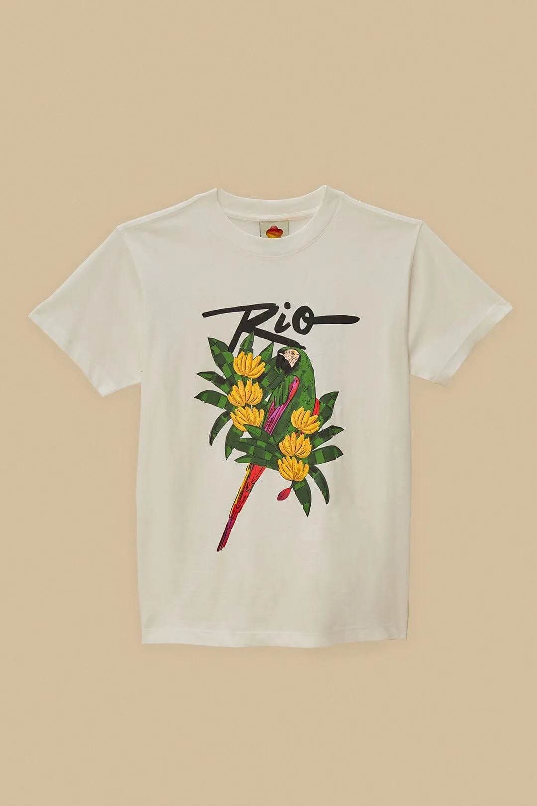 Off-White Rio Macaw Organic Cotton T-Shirt EcoFriendly Textiles
