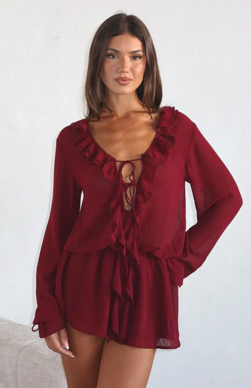 MoistureWickingMaterial Eternal Energy Long Sleeve Mini Dress Burgundy