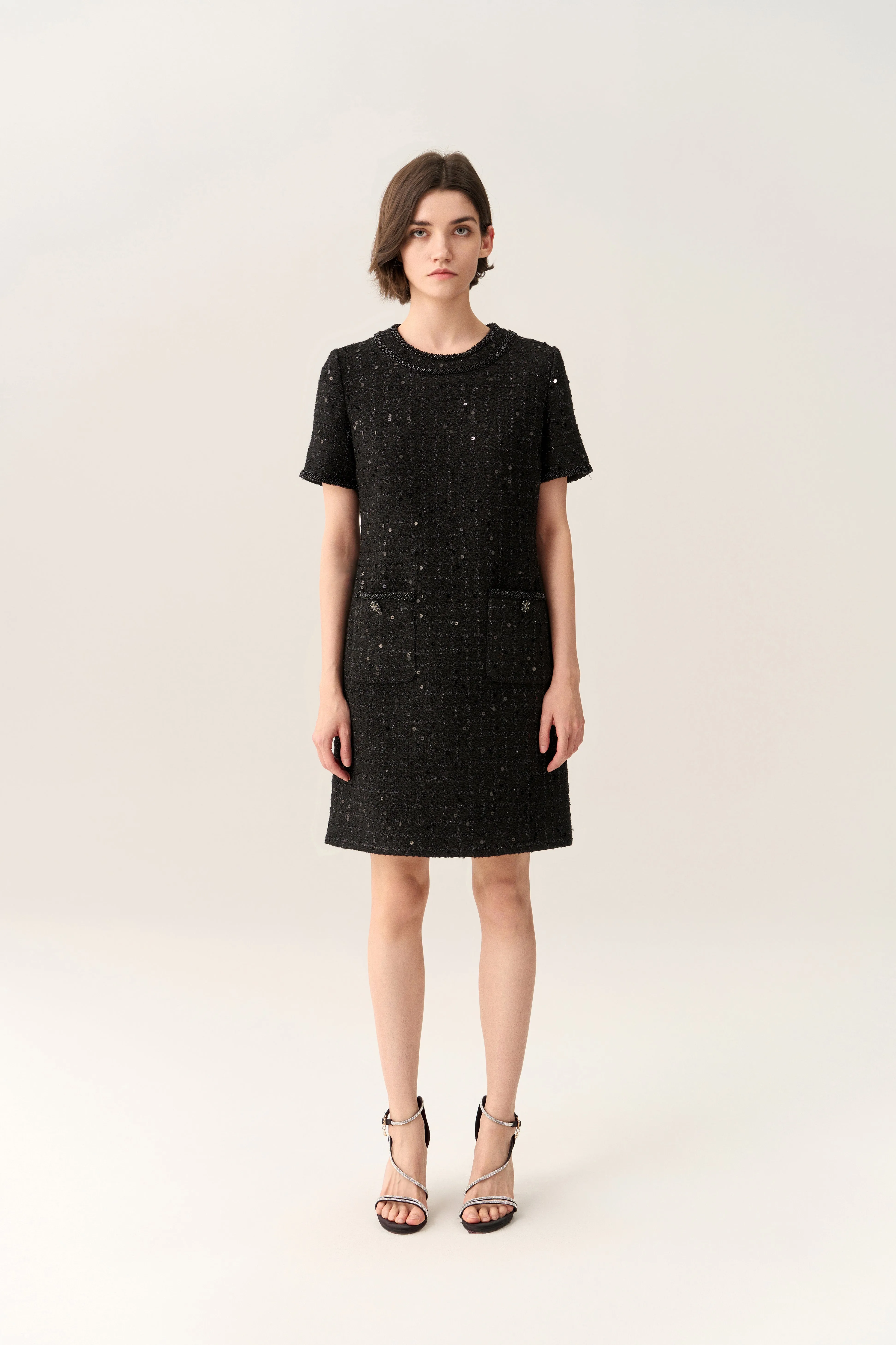 Stardust Checker Patch-pocket Dress TensionAdjustedWaistband