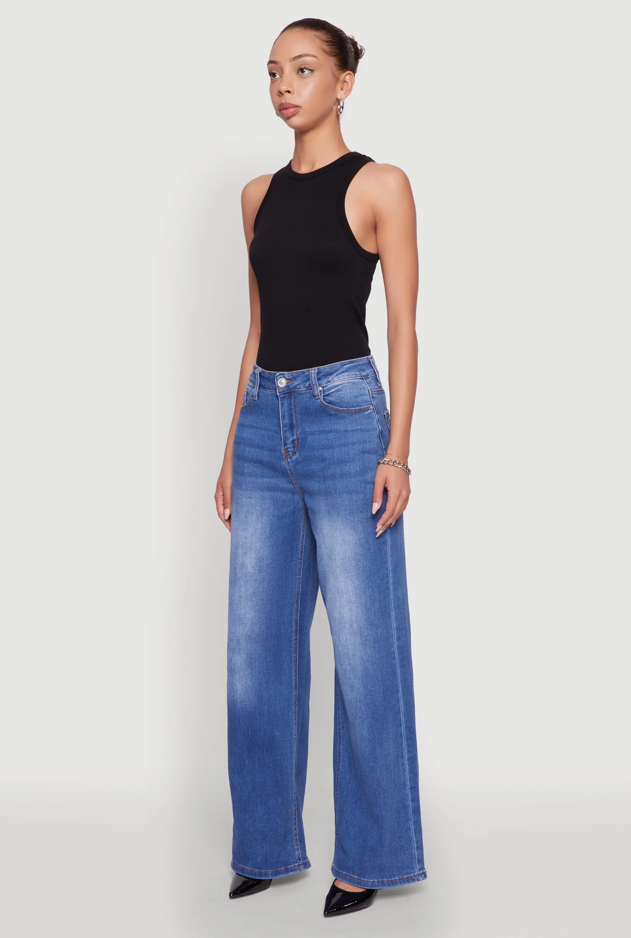 WAX Whiskered Wide Leg Jeans Rainy Day Brunch Outfit
