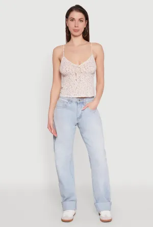 Active Style Reinforced Hem Ambiance Ditsy Floral Cami with Tie Front