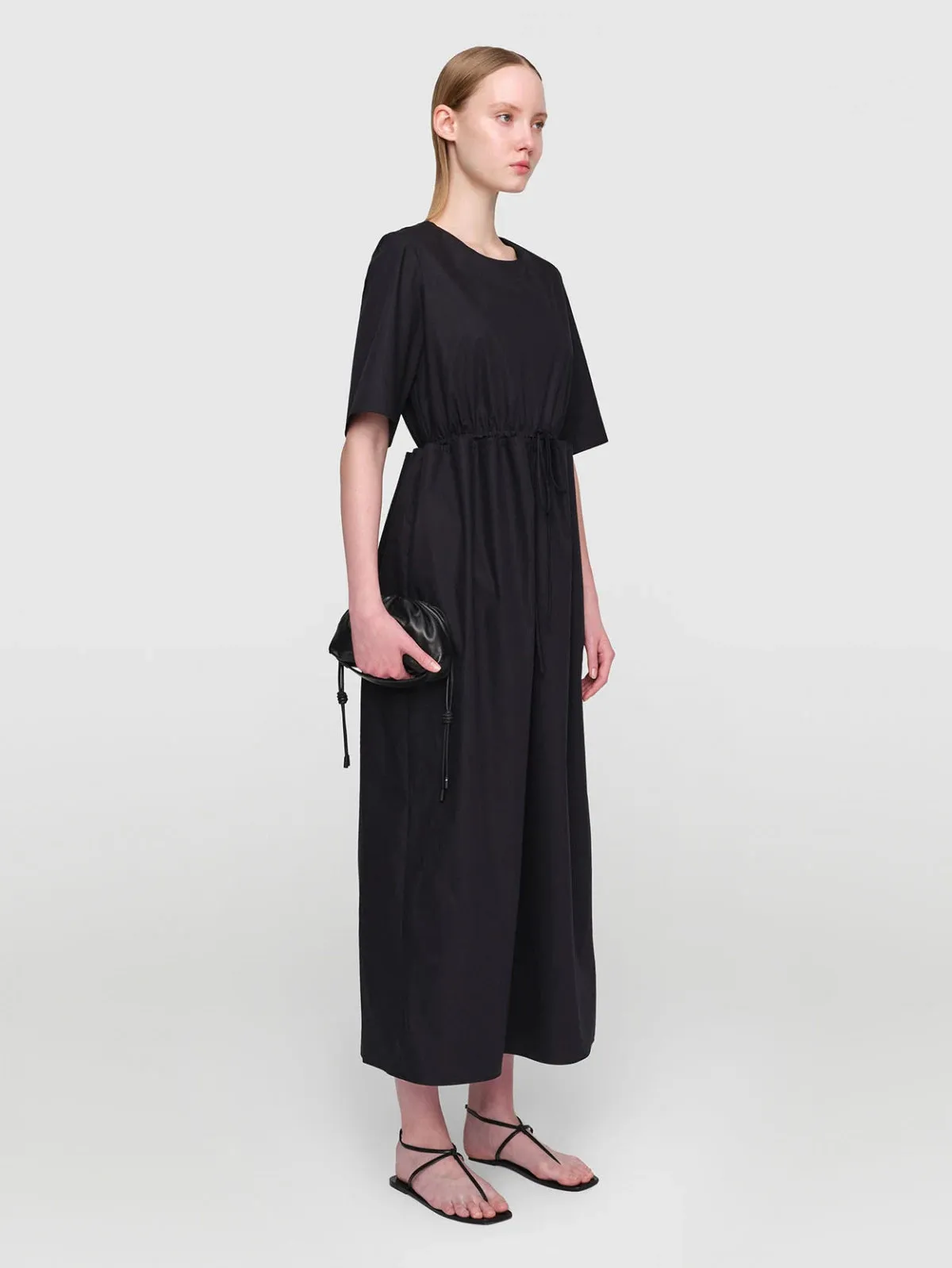Black OHARA Paper Poplin Dress Pure Cotton
