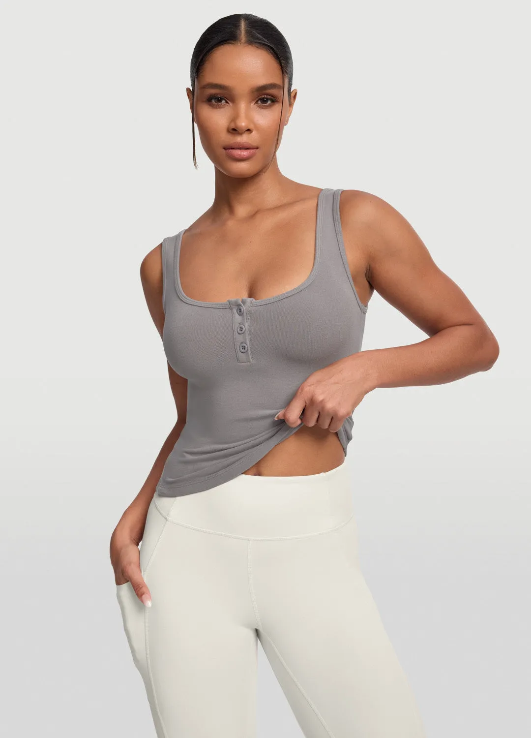 Soft Lightness Button Front Tank Top