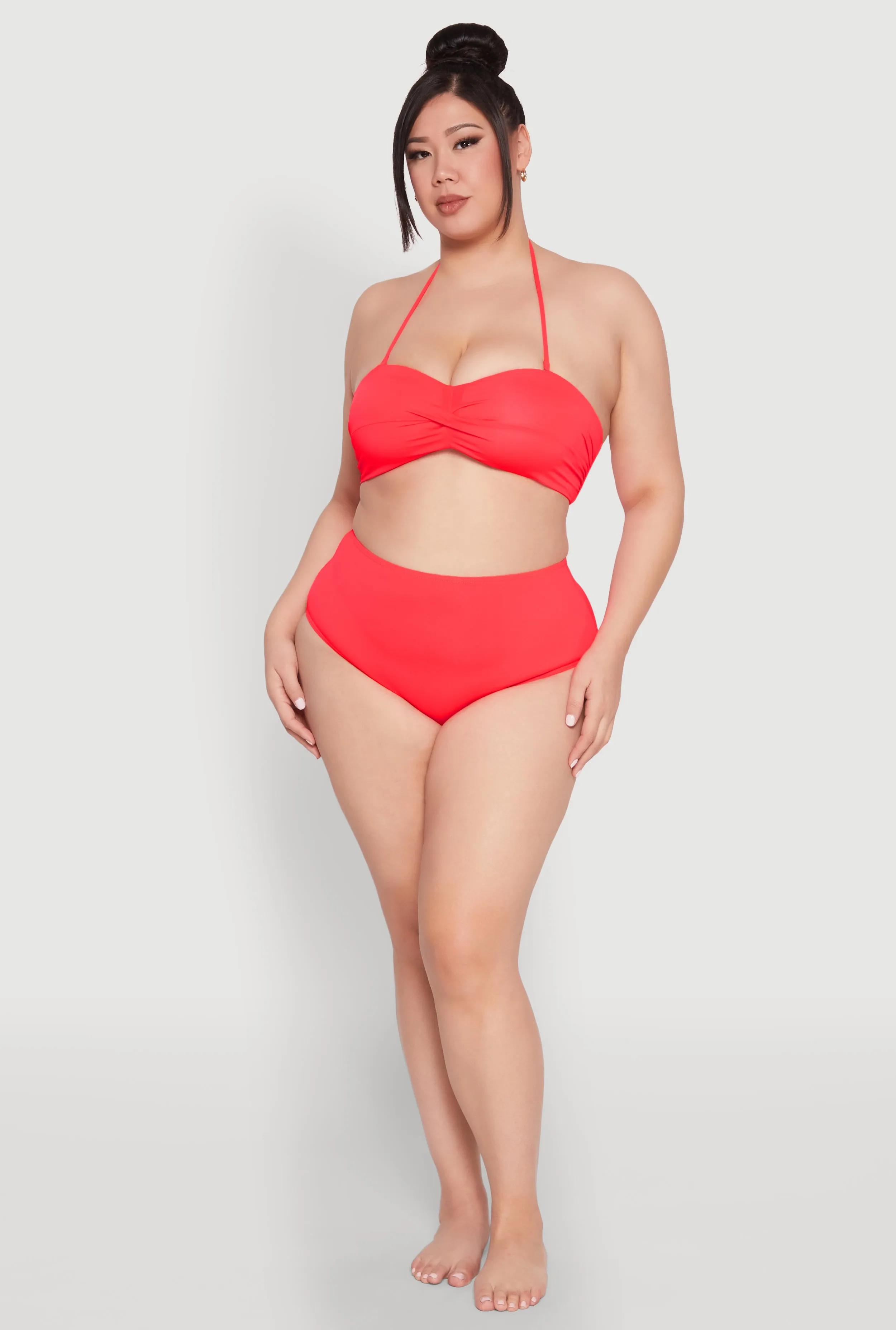 Quick Adjust Fasteners Plus Size Twist Front Swim Bikini Top