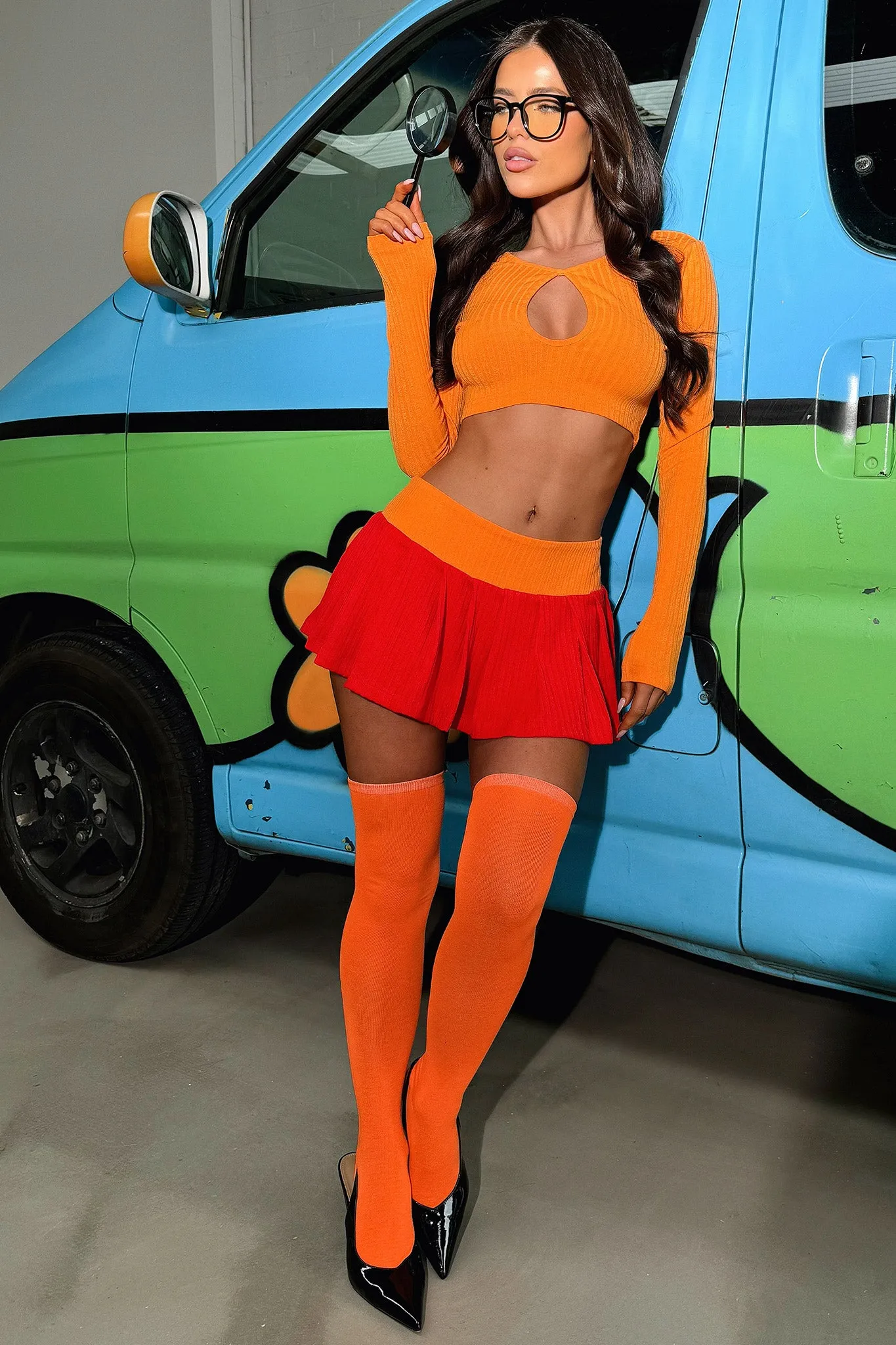 Jinkies Top - Orange Curved Hem