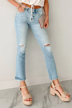 MicrofiberBlend Koa Kick Flare Distressed Kancan Jeans (Light)