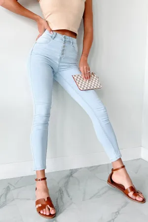 Classic Outfit Layered Look Alondra High Rise Button Fly Skinny Jeans (Light)