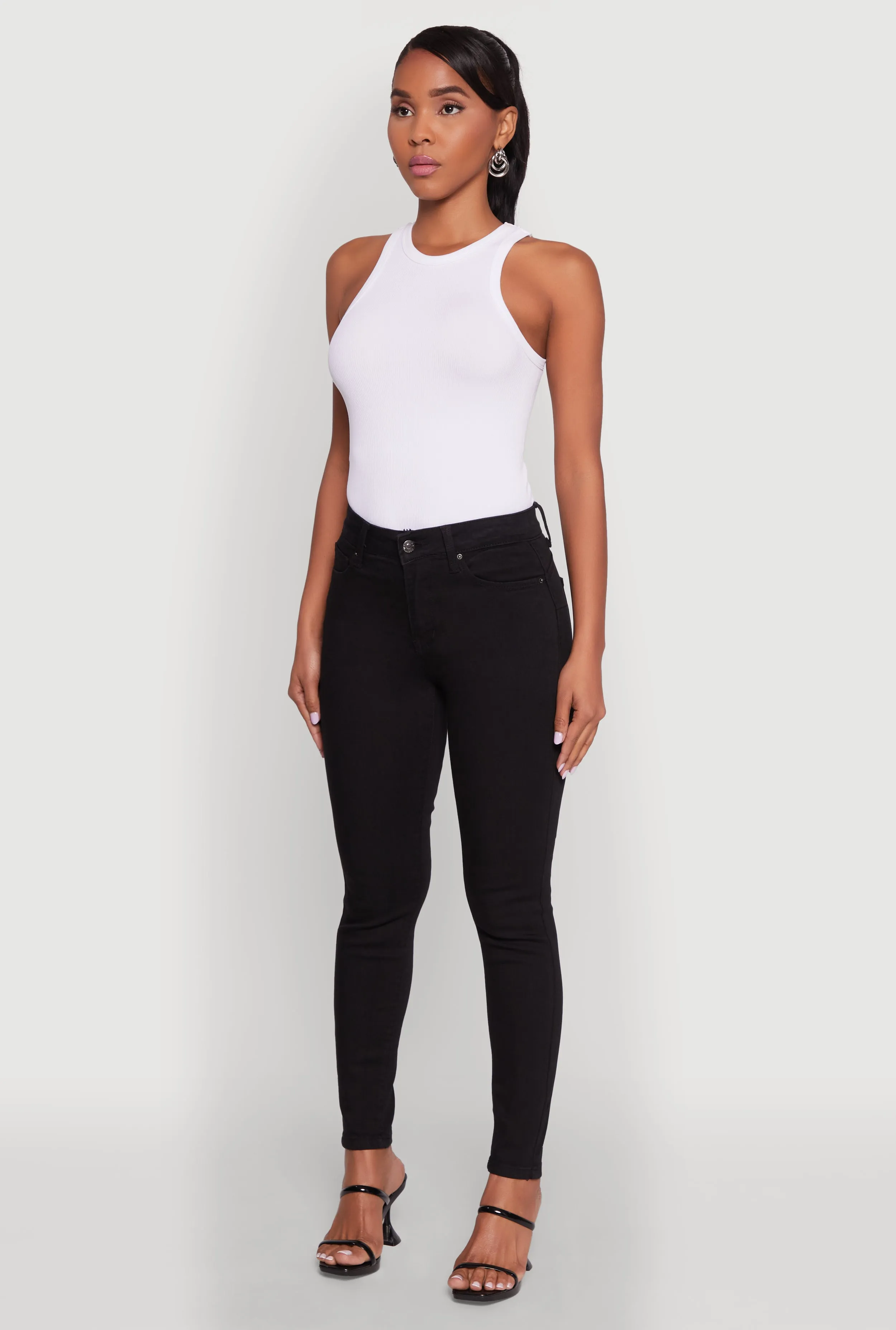 Classic Beach Day Travel Outfit Formal Fashion Lover WAX Five Pocket Solid Skinny Jeans