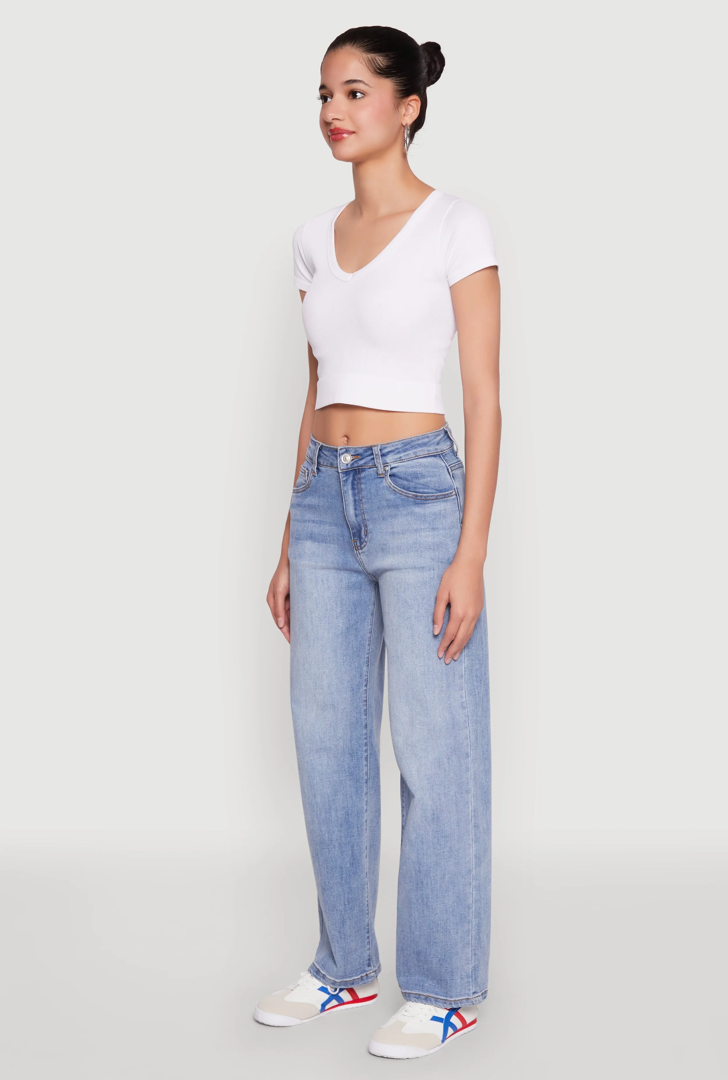 WAX Mid Rise Whiskered Straight Leg Jeans Autumn Days Parent Style