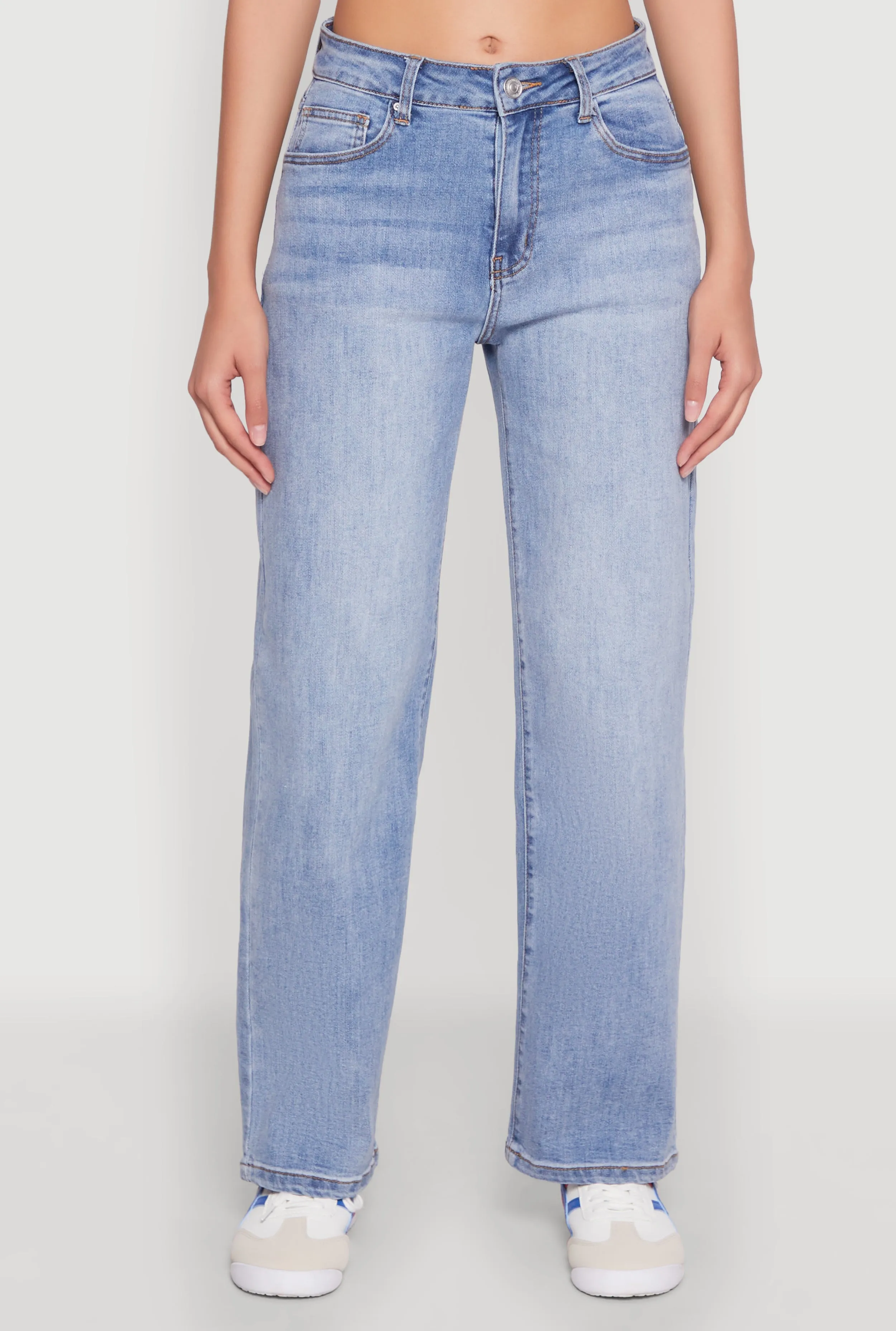 Weekend Style Rainy Day WAX Mid Rise Whiskered Straight Leg Jeans