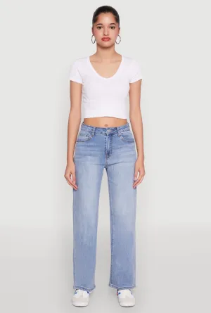 Natural Fit Classic Wear Textured WAX Mid Rise Whiskered Straight Leg Jeans