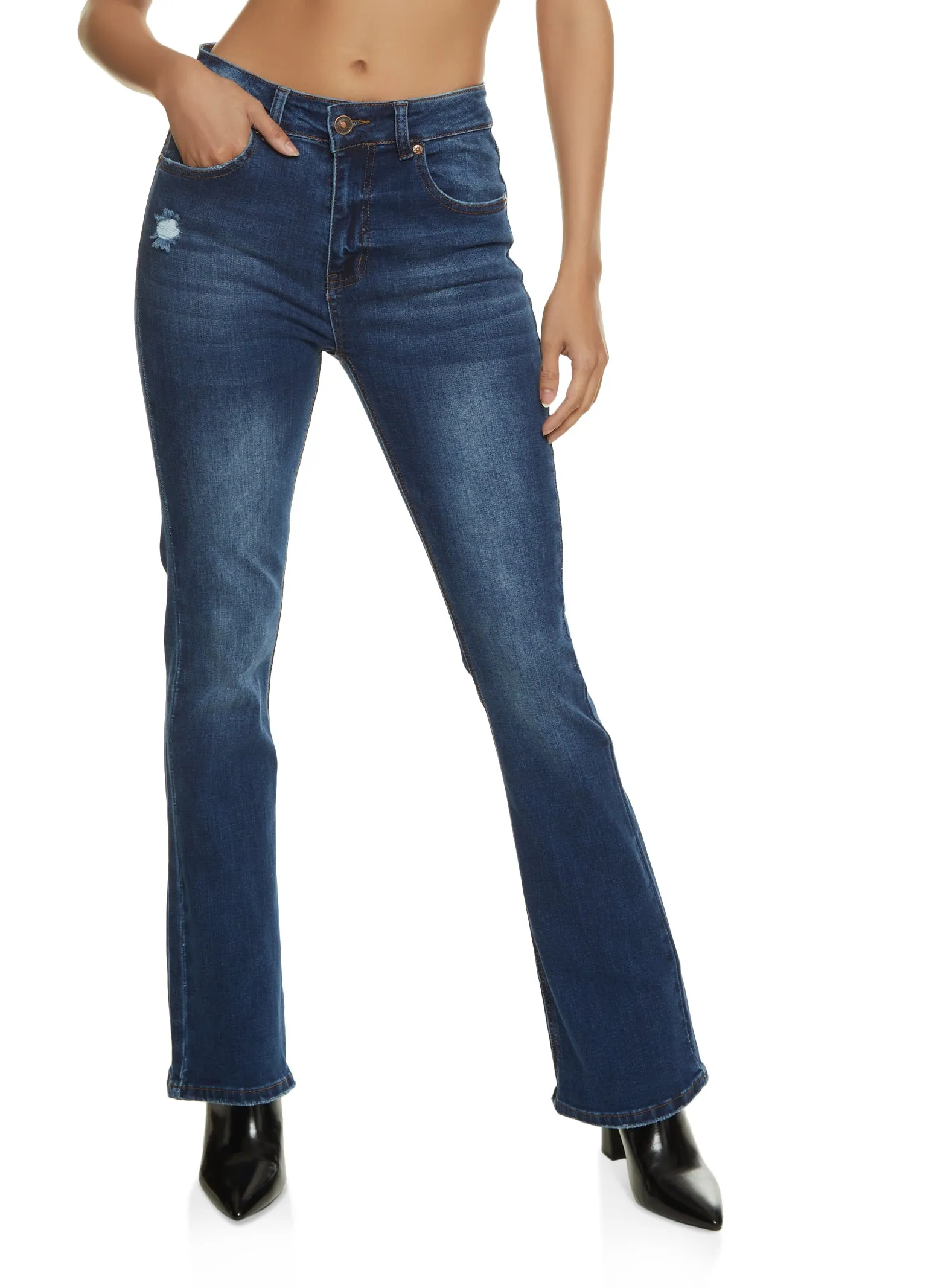 All Season Fabric Weight WAX Whiskered High Waist Boot Cut Jeans