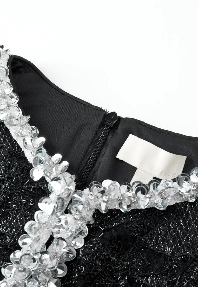 V-neck Frayed Lurex-detail Maxi Length Dress Gentle Breeze