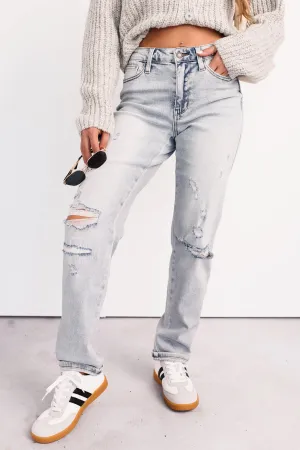 Meadow Mid Rise Judy Blue Boyfriend Jeans (Light) Lightweight Feel