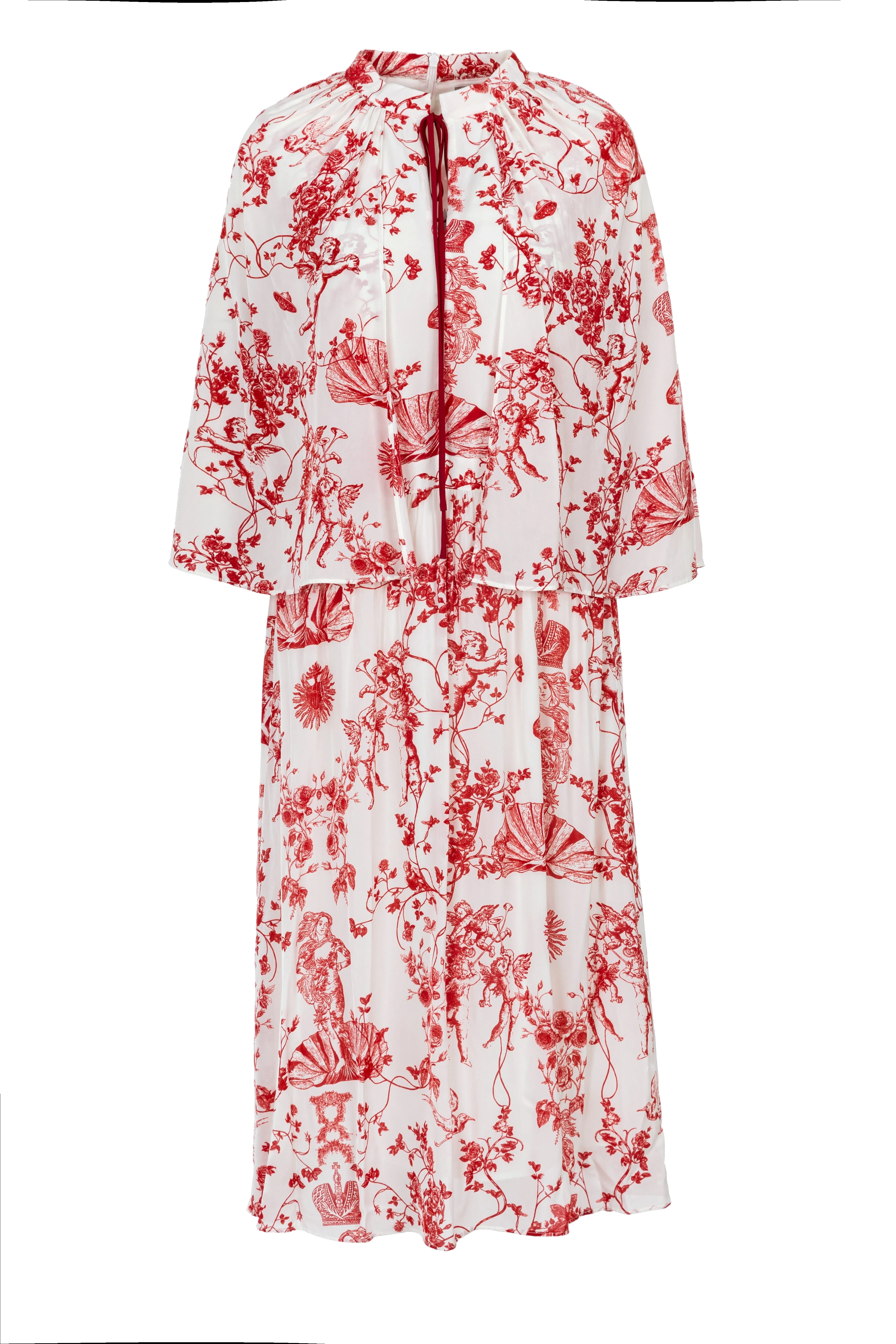 Red printed two-piece dress MultiPocket Design