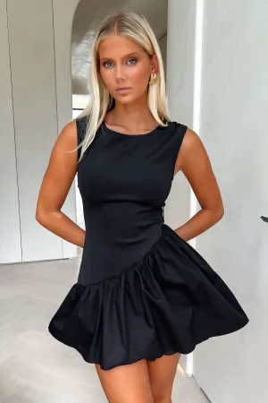 Adrienne Bubble Skirt Mini Dress - Black Pop Look