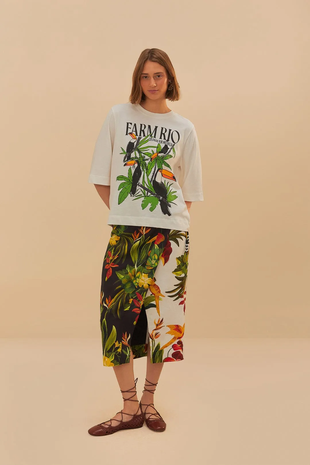 Fire Glow Off-White Nature Lovers Toucans T-Shirt
