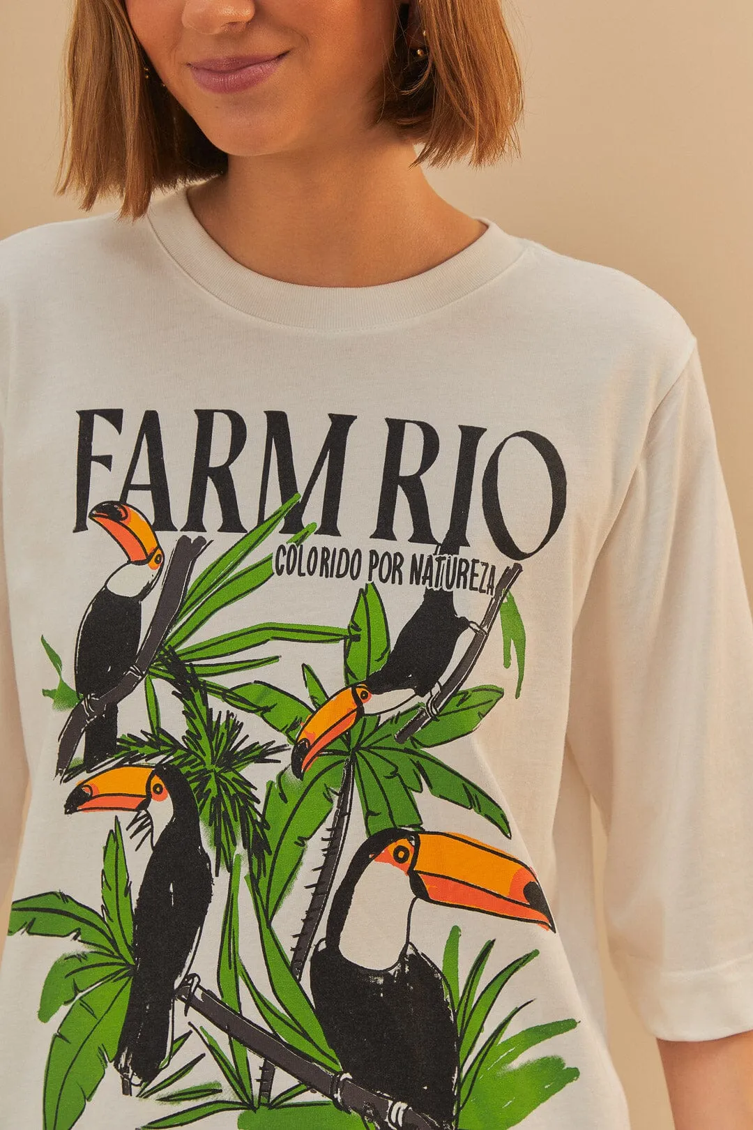 Snug fit EcoFriendlyTextile Off-White Nature Lovers Toucans T-Shirt