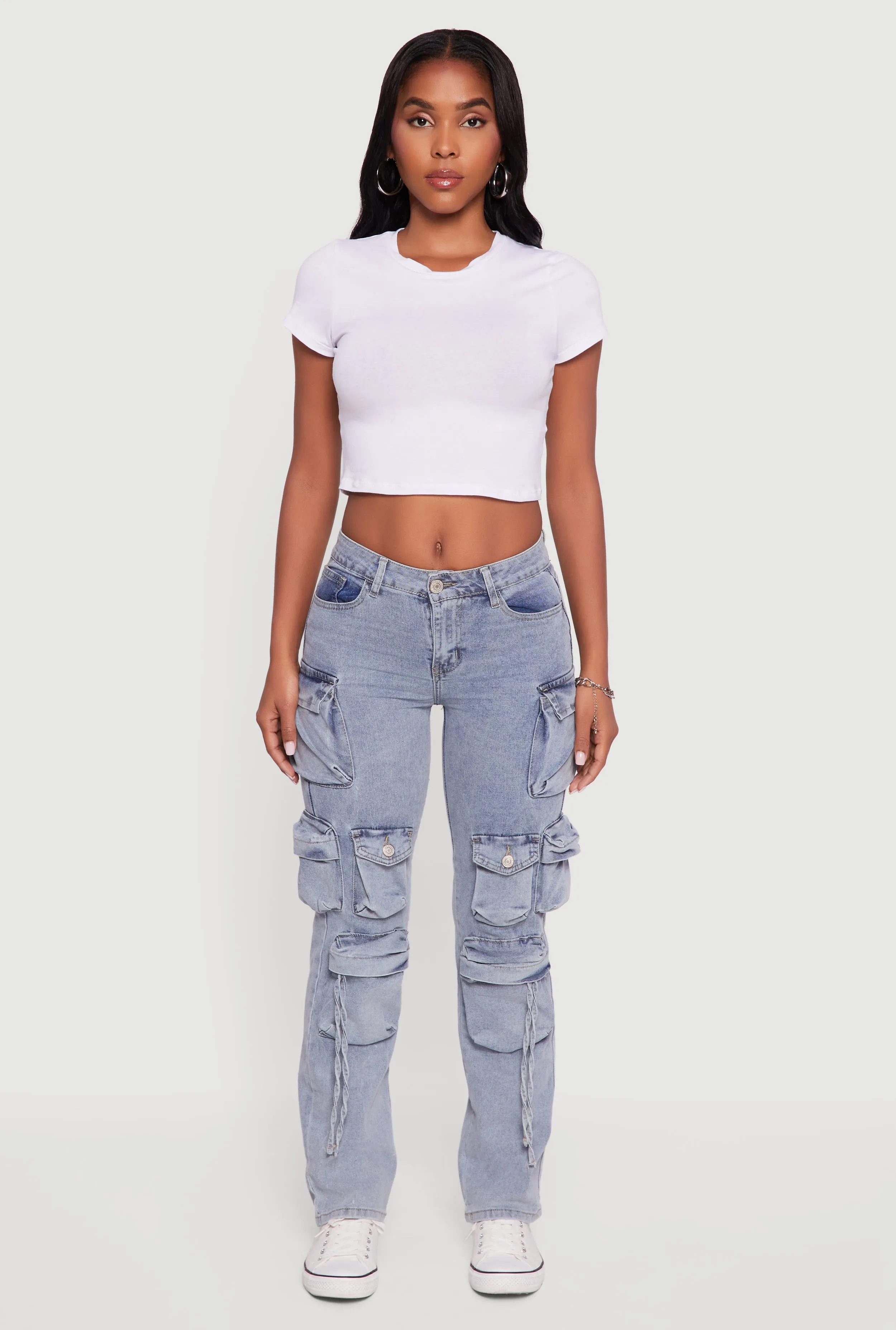 VIP Acid Wash Cargo Jeans Simple Fit