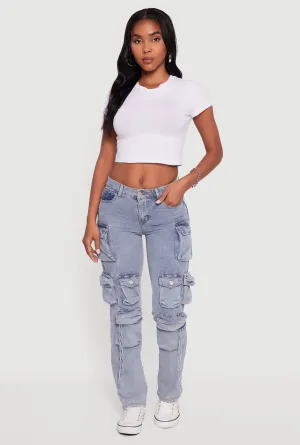 Student Outfit Streetwear Fan VIP Acid Wash Cargo Jeans