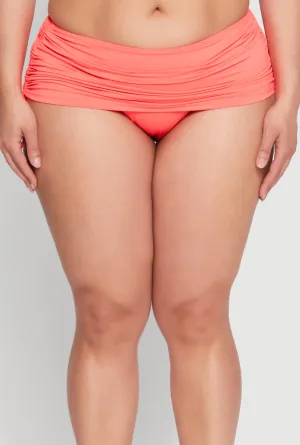 Flexible Underwire Lightweight Comfort Plus Size Side Ruched Swim Skirt