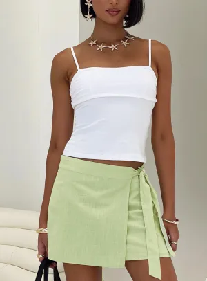 smooth zipper Draped Silhouette Isaak Wrap Mini Skirt Sage