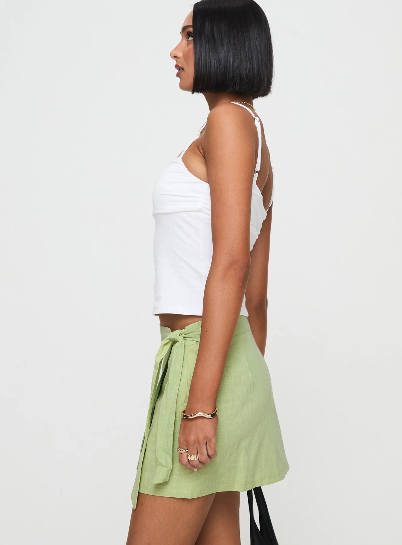 Photoshoot Ready Isaak Wrap Mini Skirt Sage
