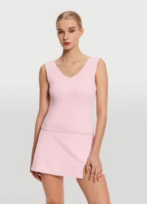 High Collar Universal Attachment System Open Back V-Neck Top