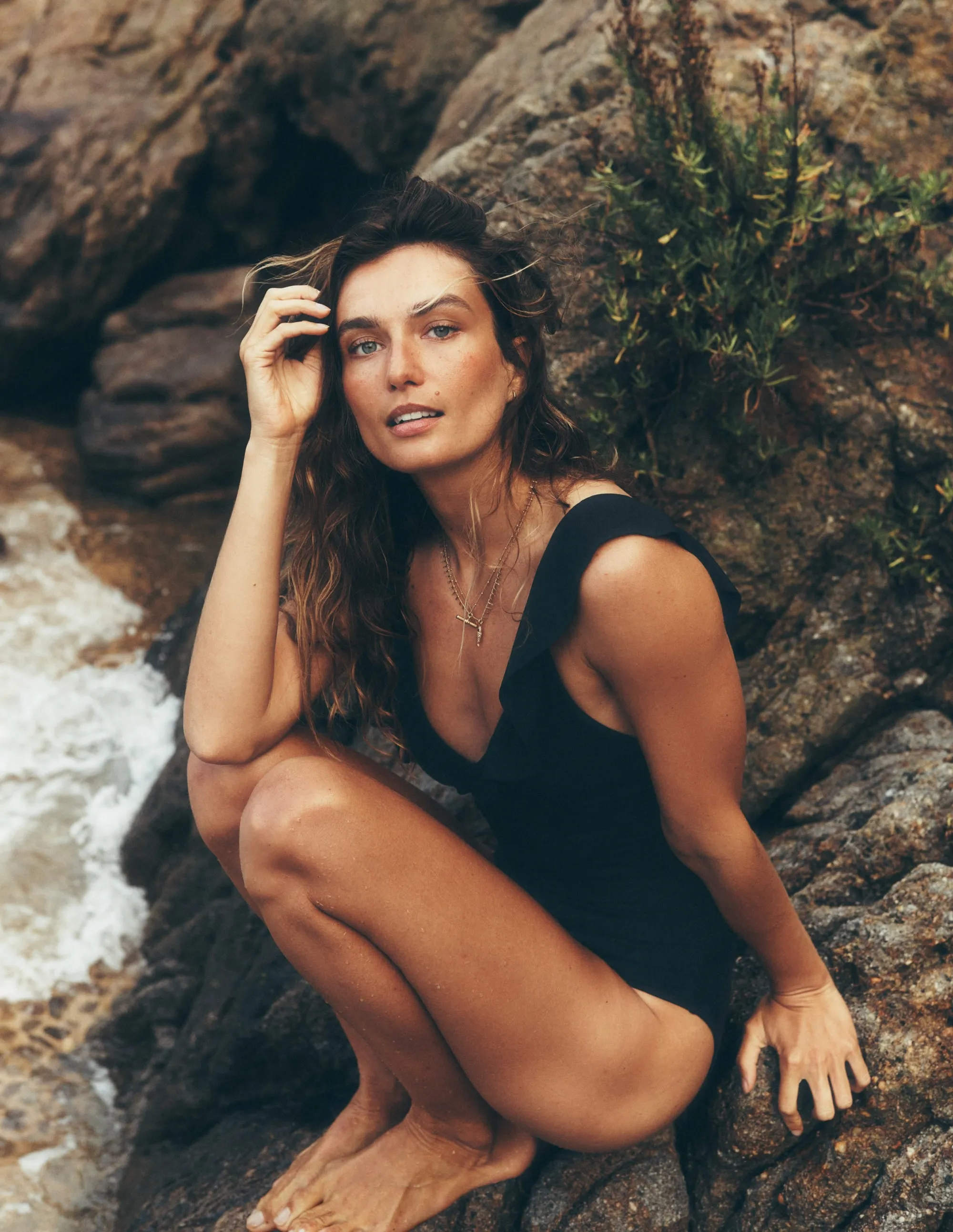 Evia Ruffle Swimsuit-Black StaticFreeLining