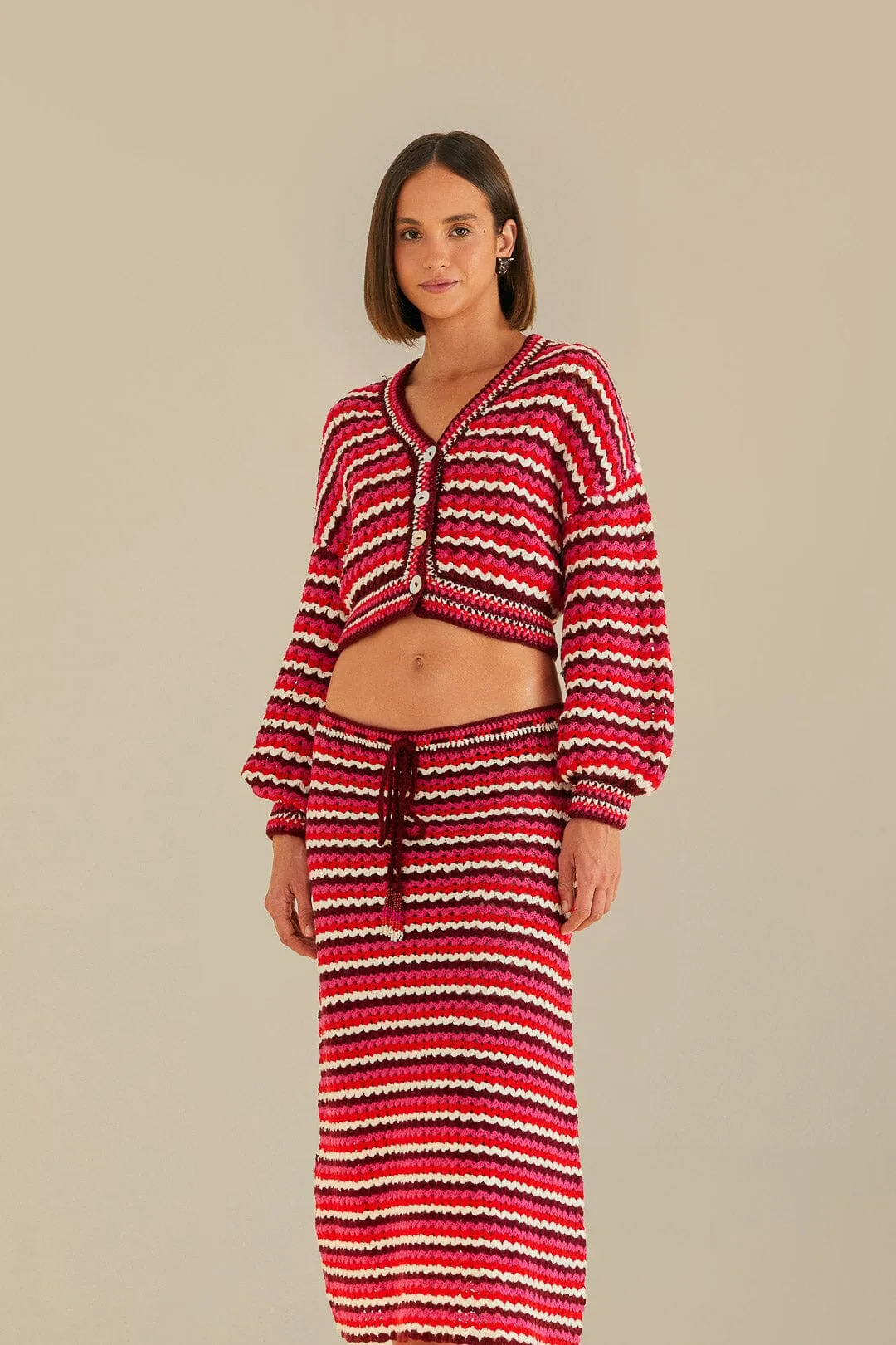 High low hem Cozy Movement Colorful Stripes Crochet Skirt
