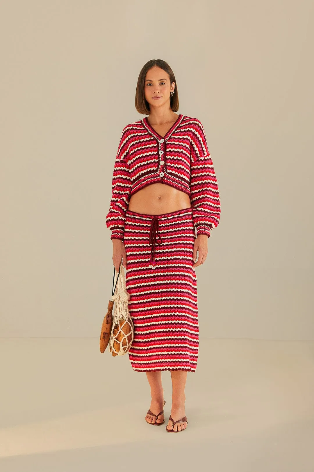 Vibrant Flow Colorful Stripes Crochet Skirt