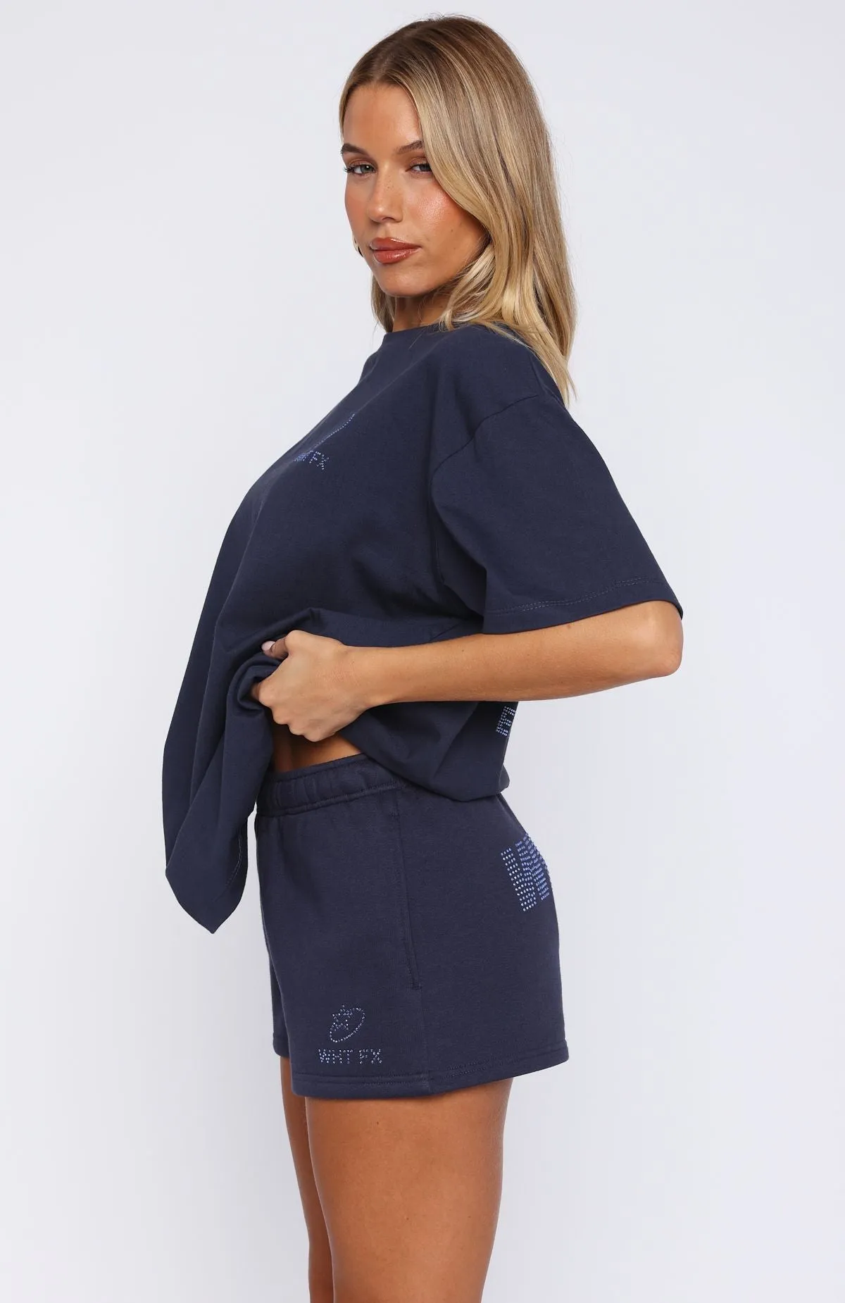 Always Shining Lounge Shorts Navy Compression Lining Rough texture