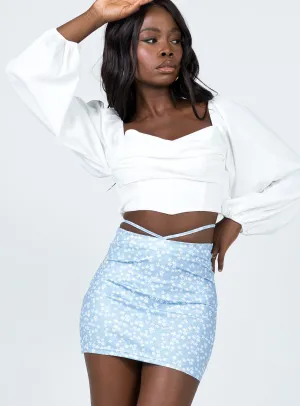 Convertible Length Kahn Mini Skirt Blue
