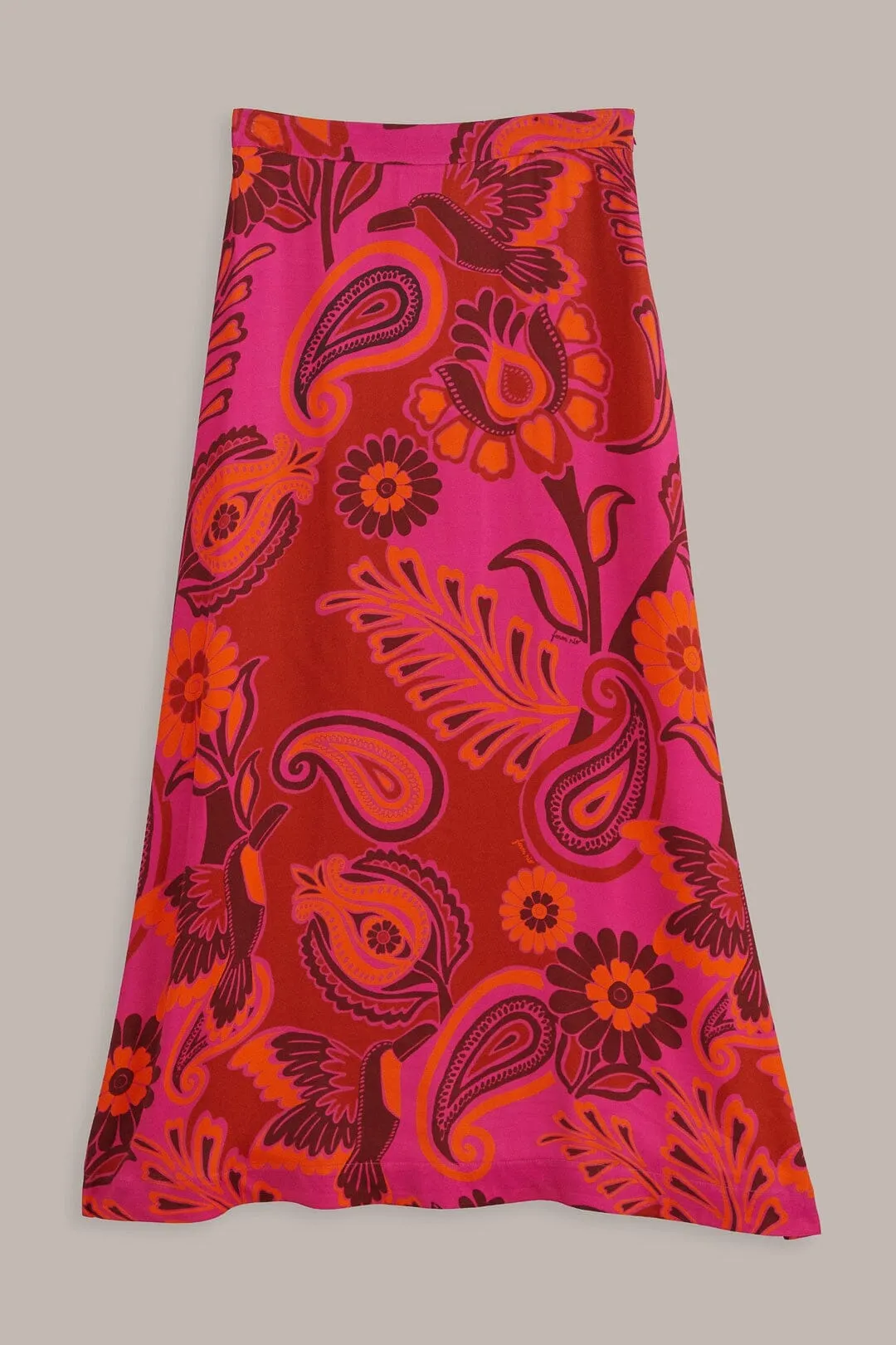 City Tones Pink Bold Floral Satin Maxi Skirt