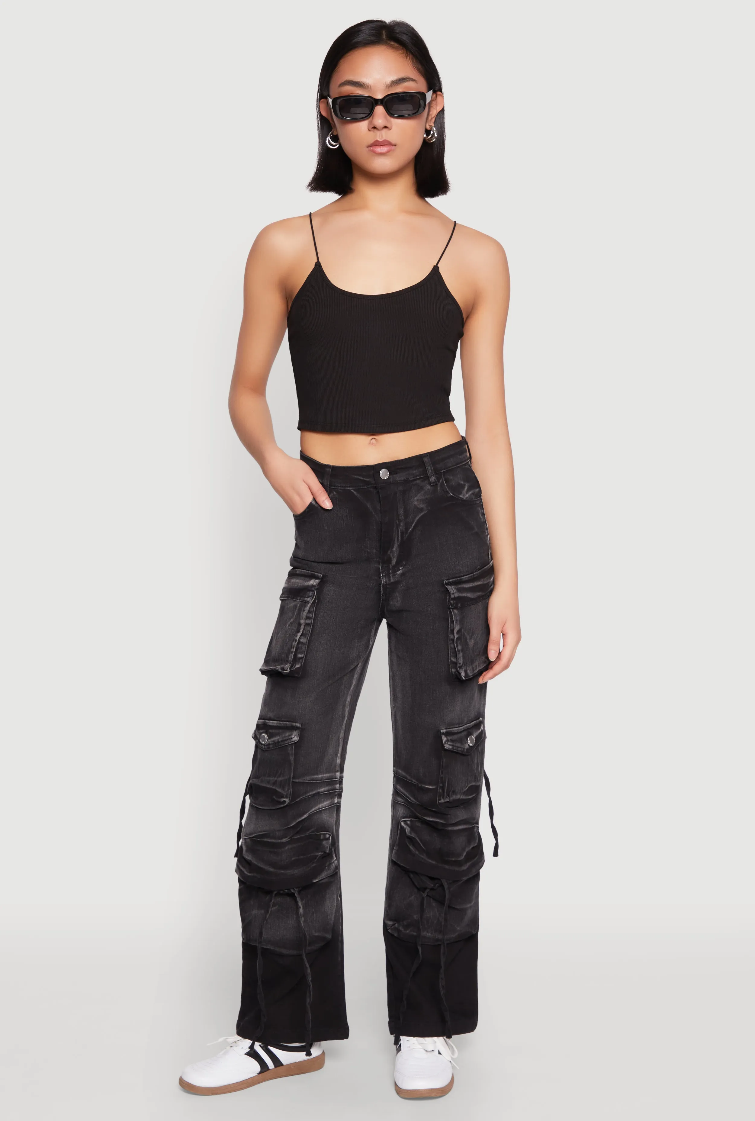 Non Toxic Textile Certified Daisy Mineral Wash Cargo Baggy Jeans