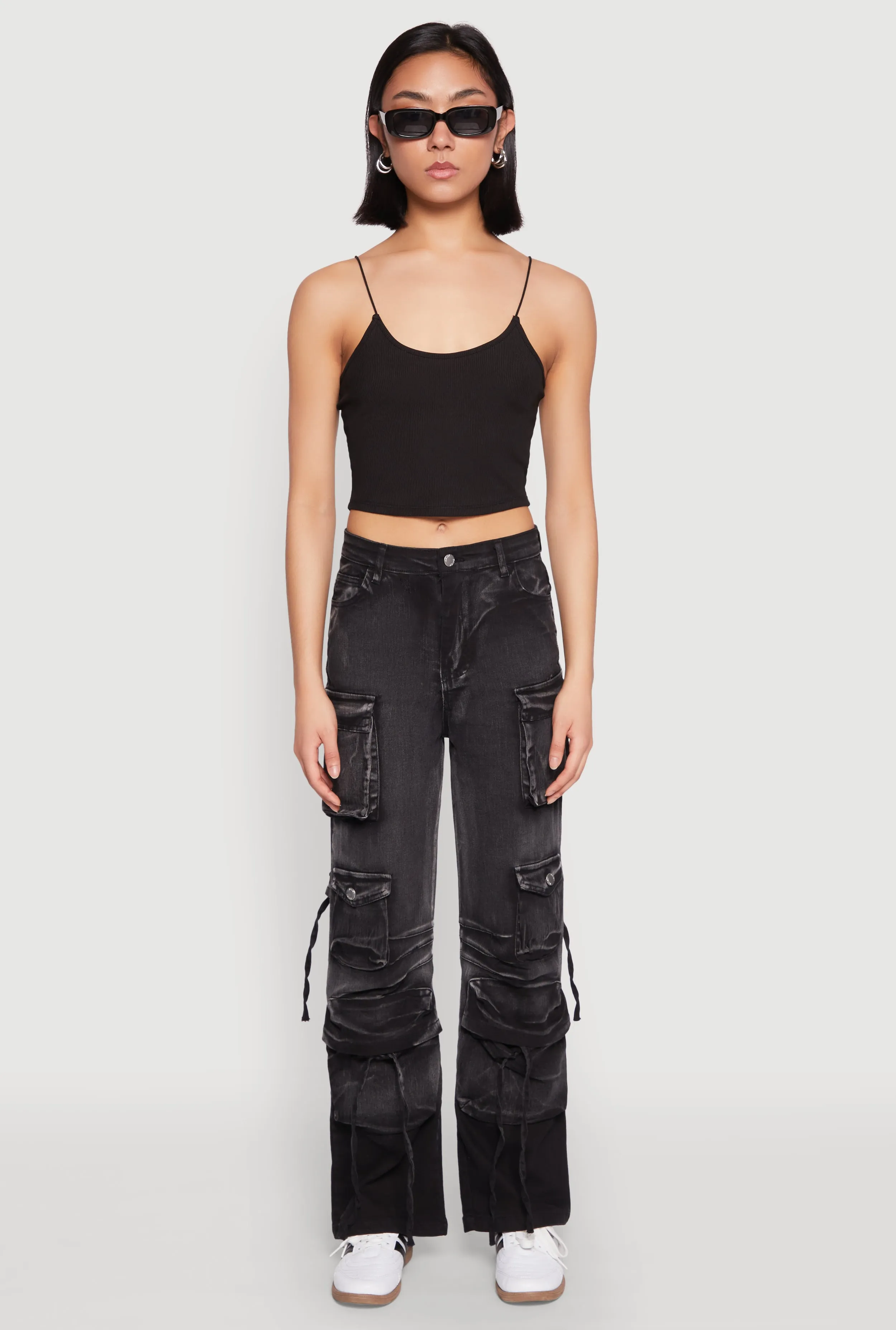 Brunch Outfit Night Out Daisy Mineral Wash Cargo Baggy Jeans