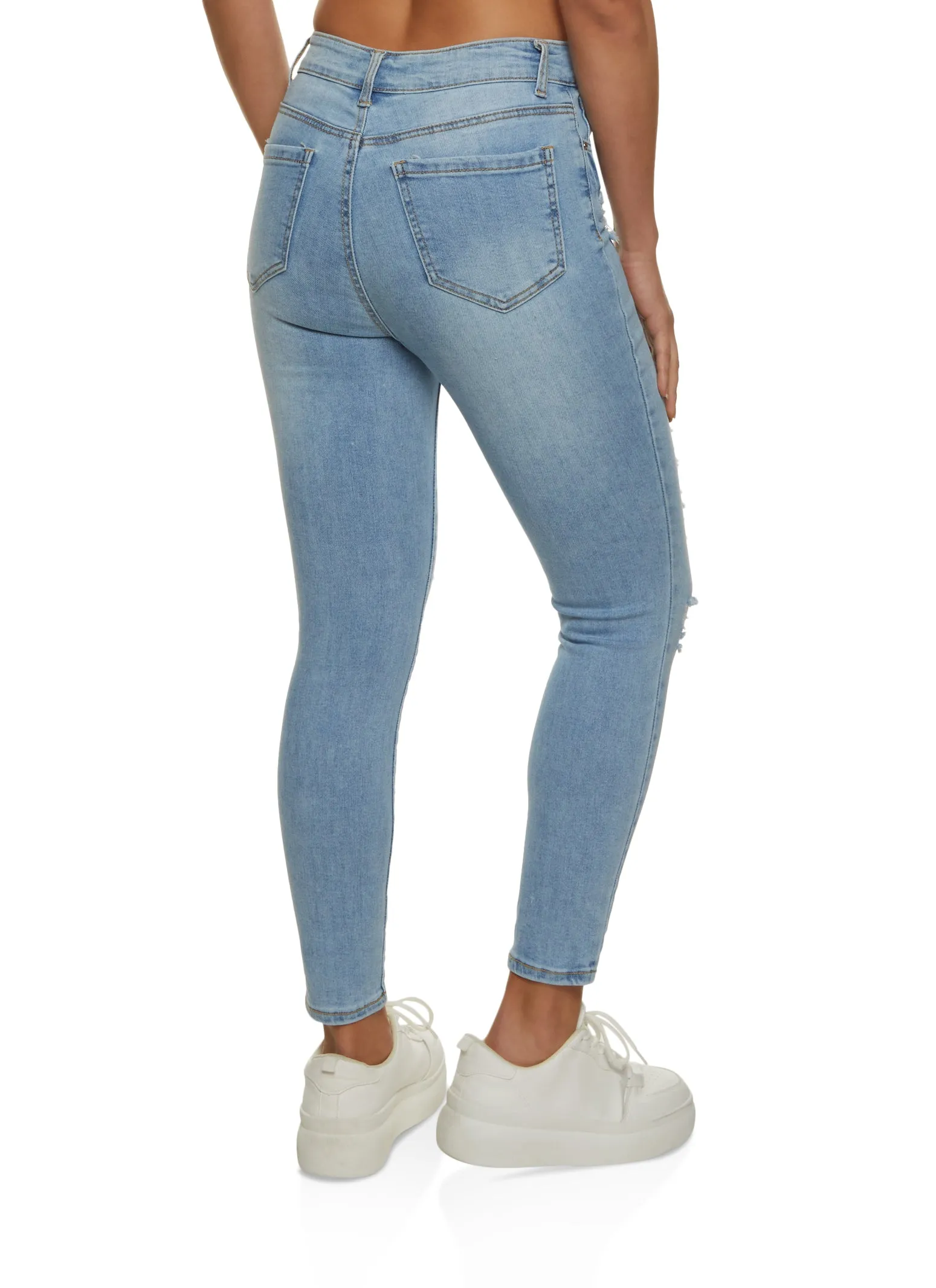 WAX High Rise Distressed Skinny Jeans Fashion Lover Youth Style Smooth