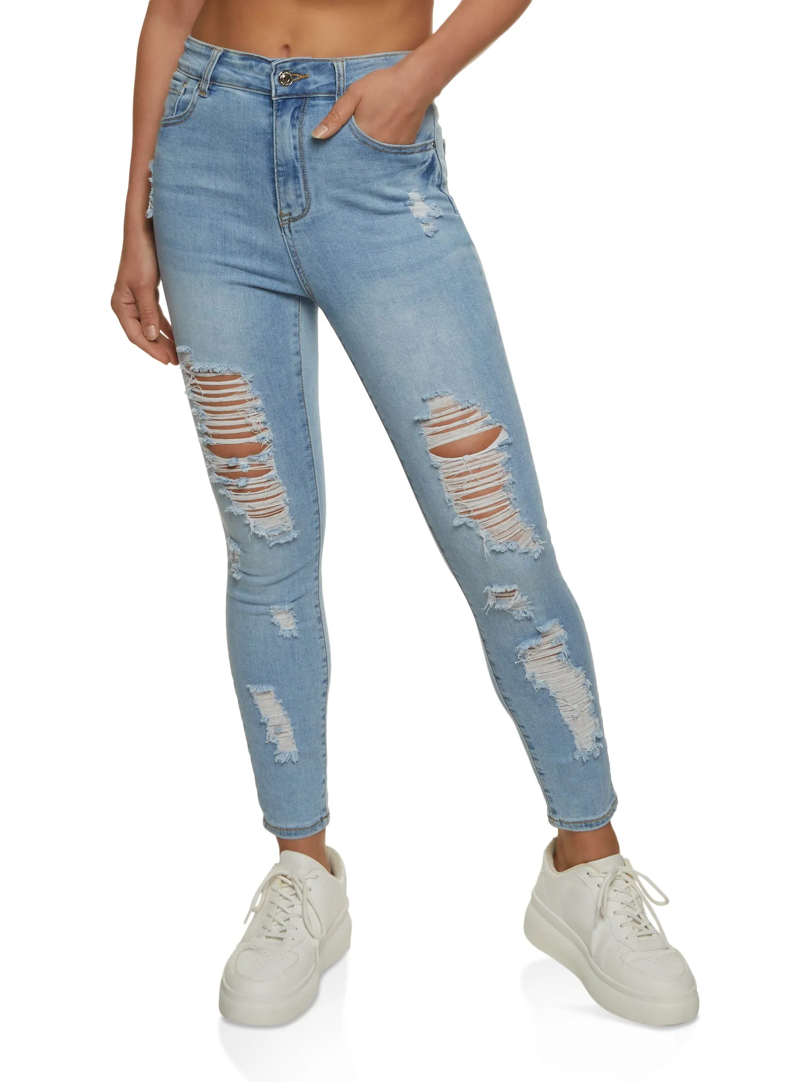WAX High Rise Distressed Skinny Jeans Weekend Vibes