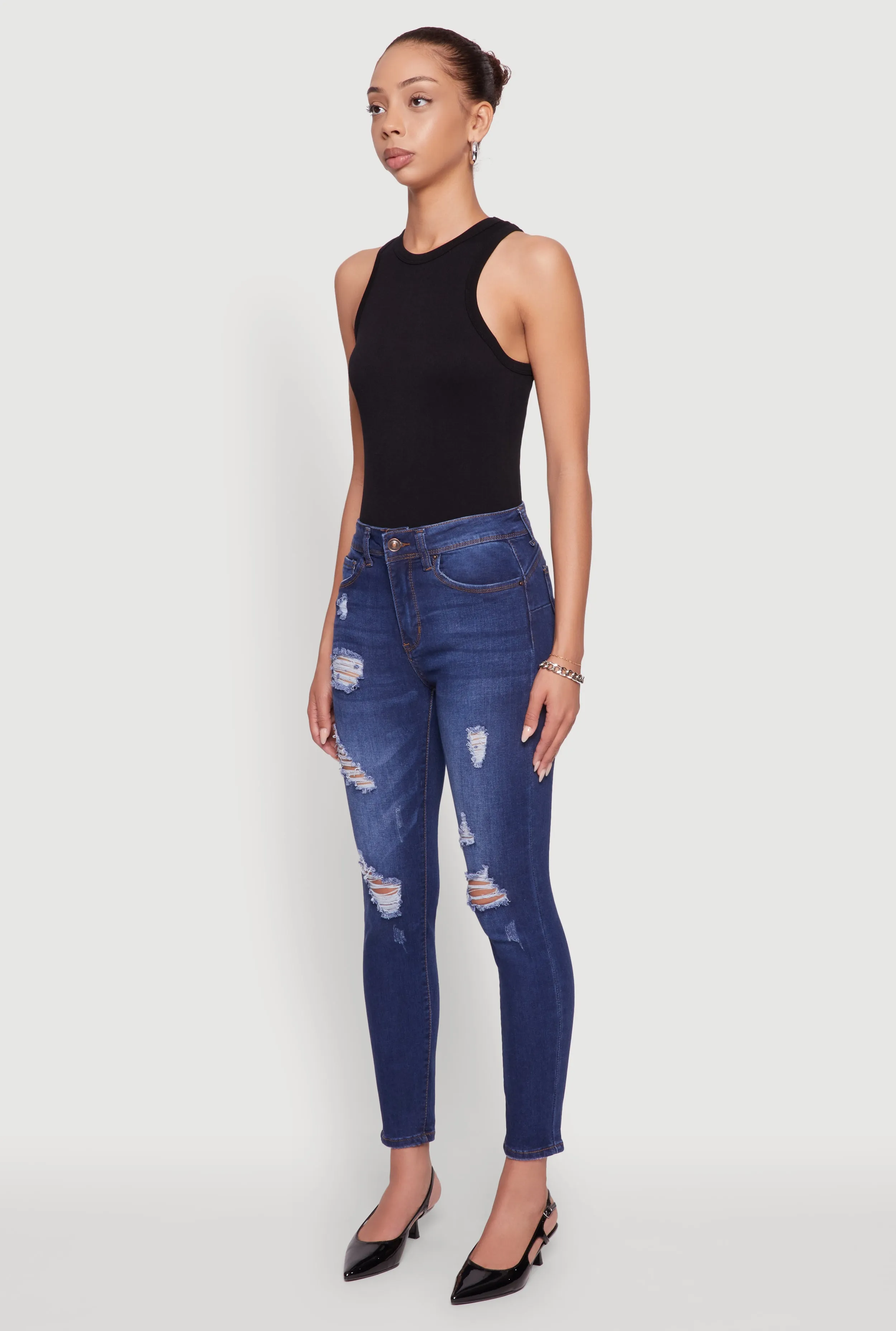 Style Neutral WAX Mid Rise Distressed Jeans
