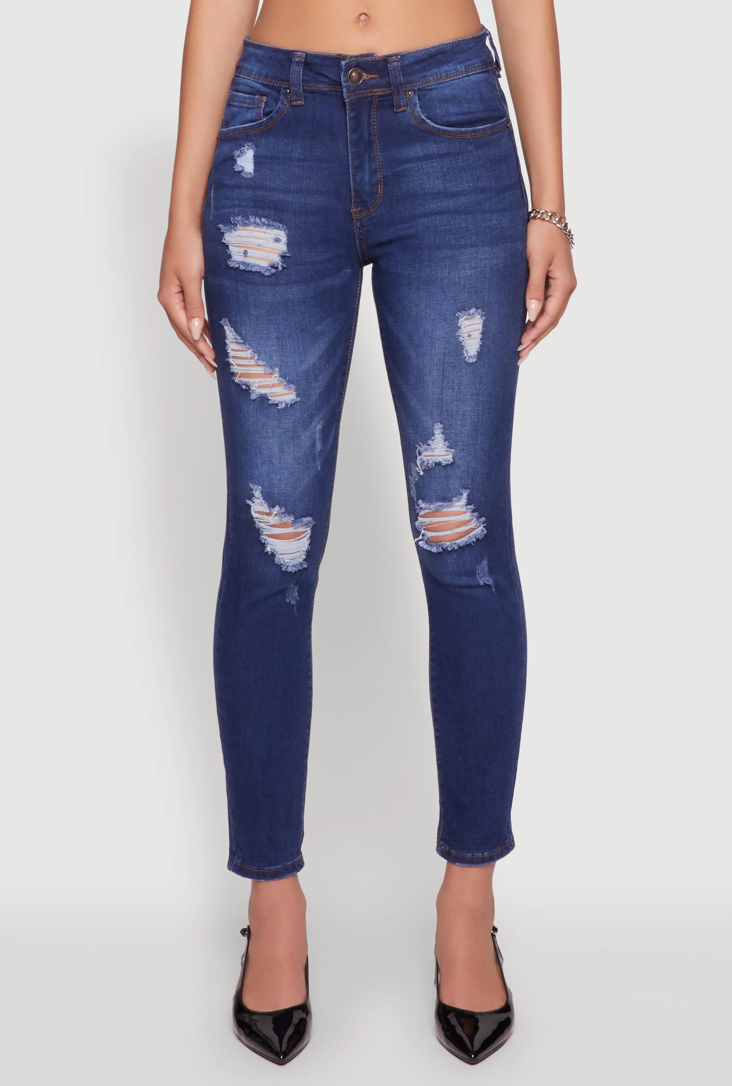 All Around All Fit Design WAX Mid Rise Distressed Jeans