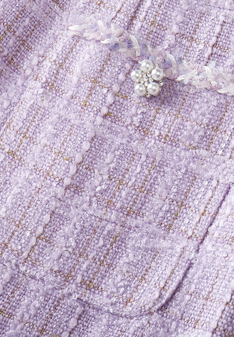 Checked Patch-pocket Braided-trim Dress Lift Mode Street Glow