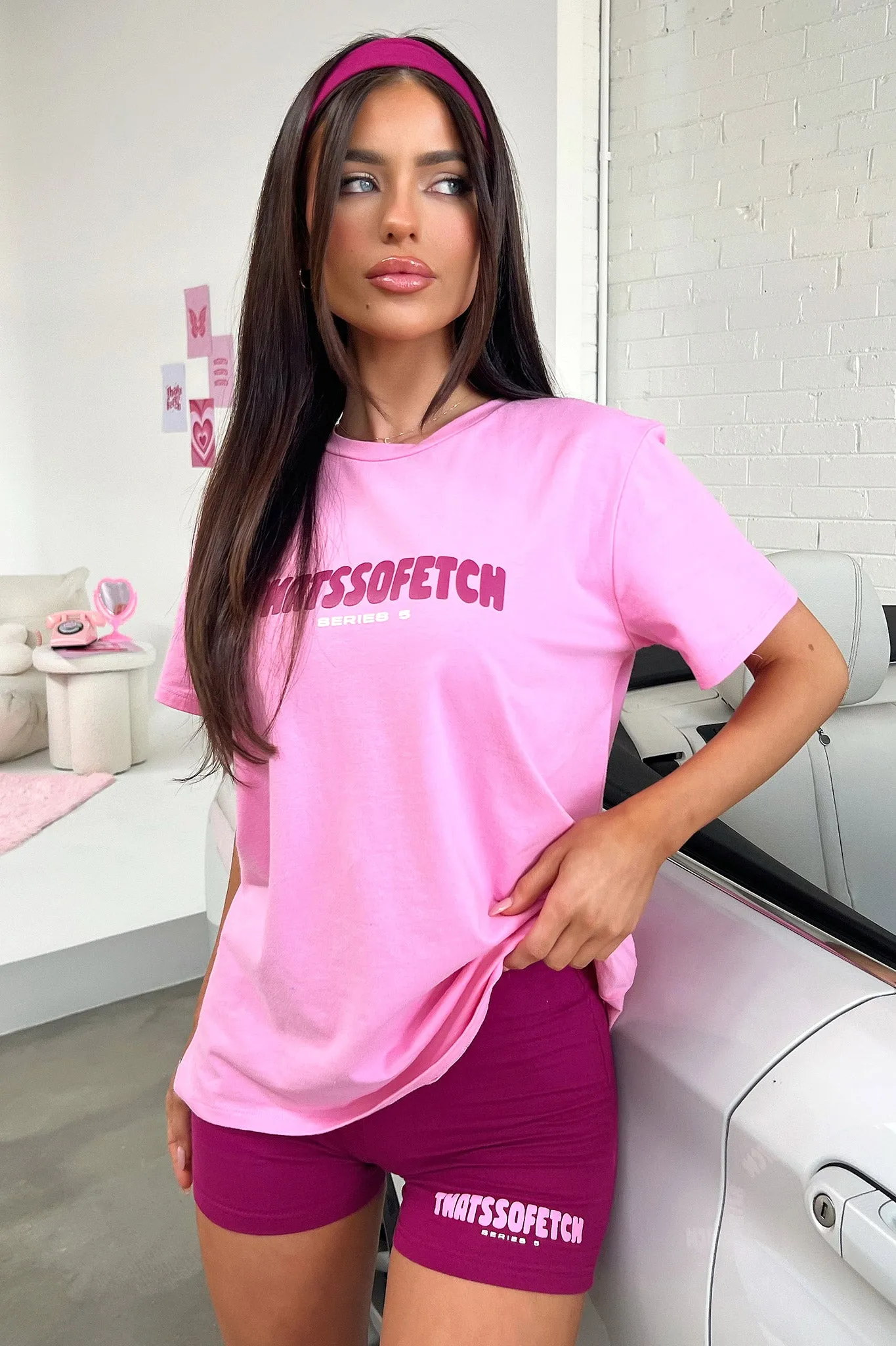 Breathable fabric Series 5 Oversized Tee - Pink/Burgundy